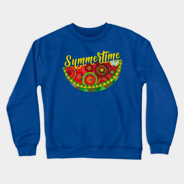 Fun Summertime Watermelon Art Crewneck Sweatshirt by AlondraHanley